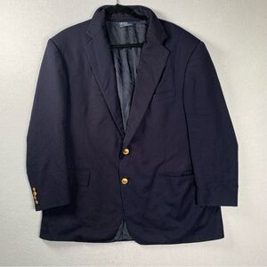 Vintage Polo Ralph Lauren Blazer Mens 43 Navy Gold Helmet Logo Buttons USA